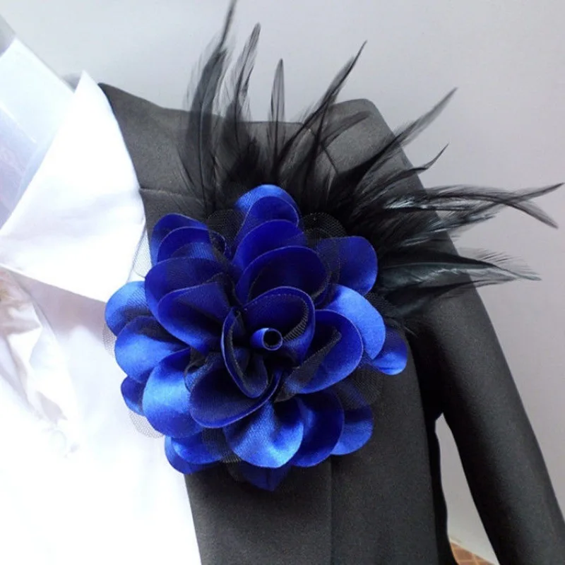 10cm/13cm Multifunction Hair Accessories Wedding Corsage Large Brooches For Women And Men Large Feather Flower Brooch for Bridal