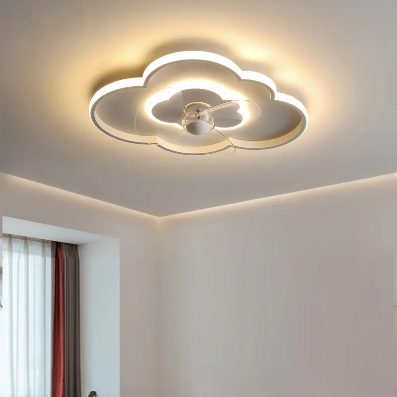 Bedroom Fan Light 2025 New Creative Cloud Room Integrated Invisible Ceiling Fan Light Intelligent Home Decoration Light