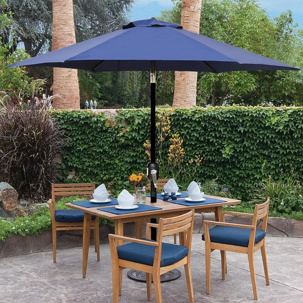 

Blissun 7.5 Ft Patio Umbrella, Yard Umbrella Push Button Tilt Crank (Navy Blue) Beach Umbrella Sunshade