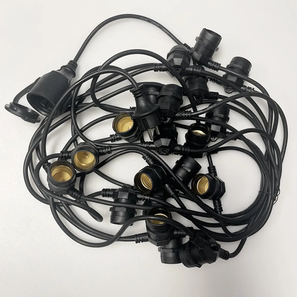 

10M LED String Cable Commercial Grade Waterproof with E27 Sockets For Outdoor Holiday Garland Wedding Lighting Garden Decor