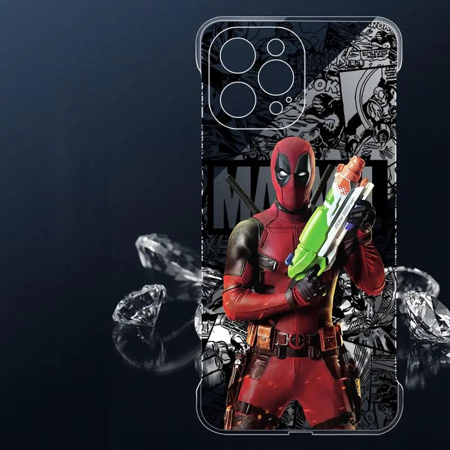 Marvel Funny Comic Deadpool Phone Case for Apple iPhone 15 16 Pro Max 13 14 Plus 12 11 Pro plus Matte