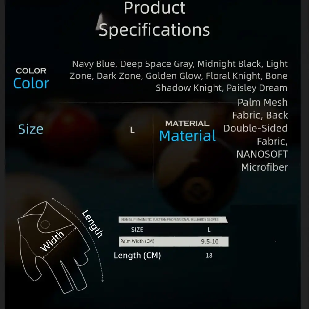 قفاز البلياردو لليد اليسرى غير قابل للانزلاق يسمح بمرور الهواء بنصف أصابع قفازات تدريب البلياردو المرنة ملحقات اللياقة البدنية #6