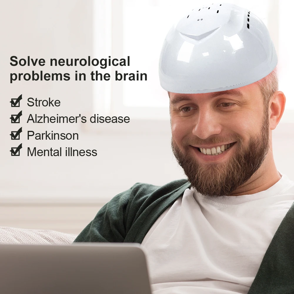 PBM Neuromodulacion Brain Wave Helmet 810nm RTMS Infrared LED Light Therapy Cascos Parkinson Stroke Autism Migraine Treatment