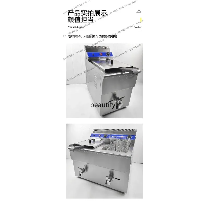 Friteuse à gaz X Snack machine, friteuse à double tamis, friteuse de stand commercialX