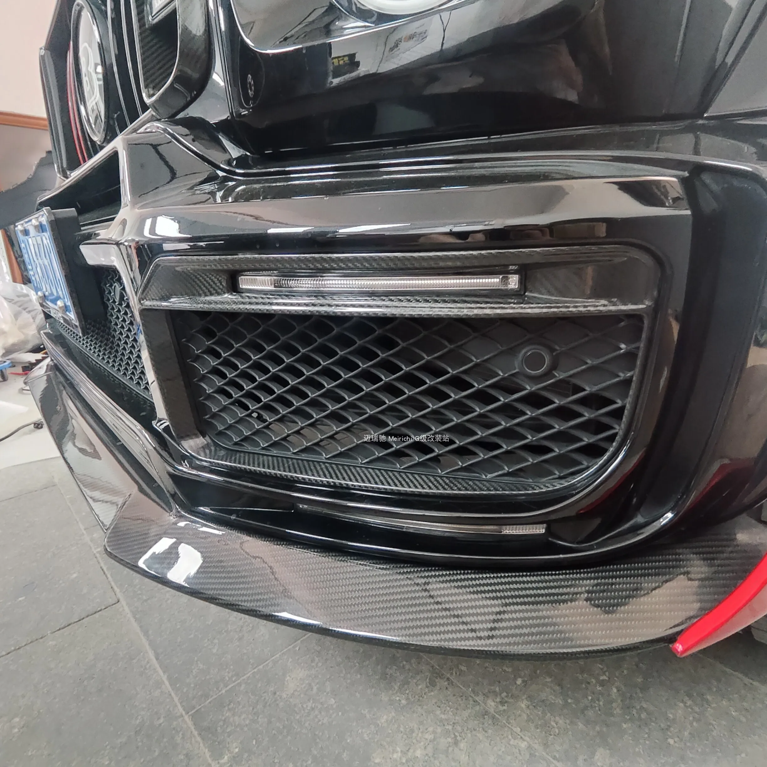 Fit for  Mercedes Benz G-Class G350g400g500g63 modified front bumper fog light frame daytime running light carbon fiber Babos G9