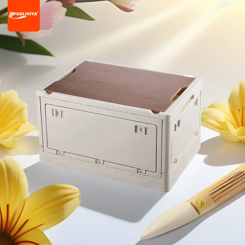 Aoliviya Outdoor Storage Box Household Wooden Lid Storage Box Side Door Camping Five Open Doors Folding Box Car