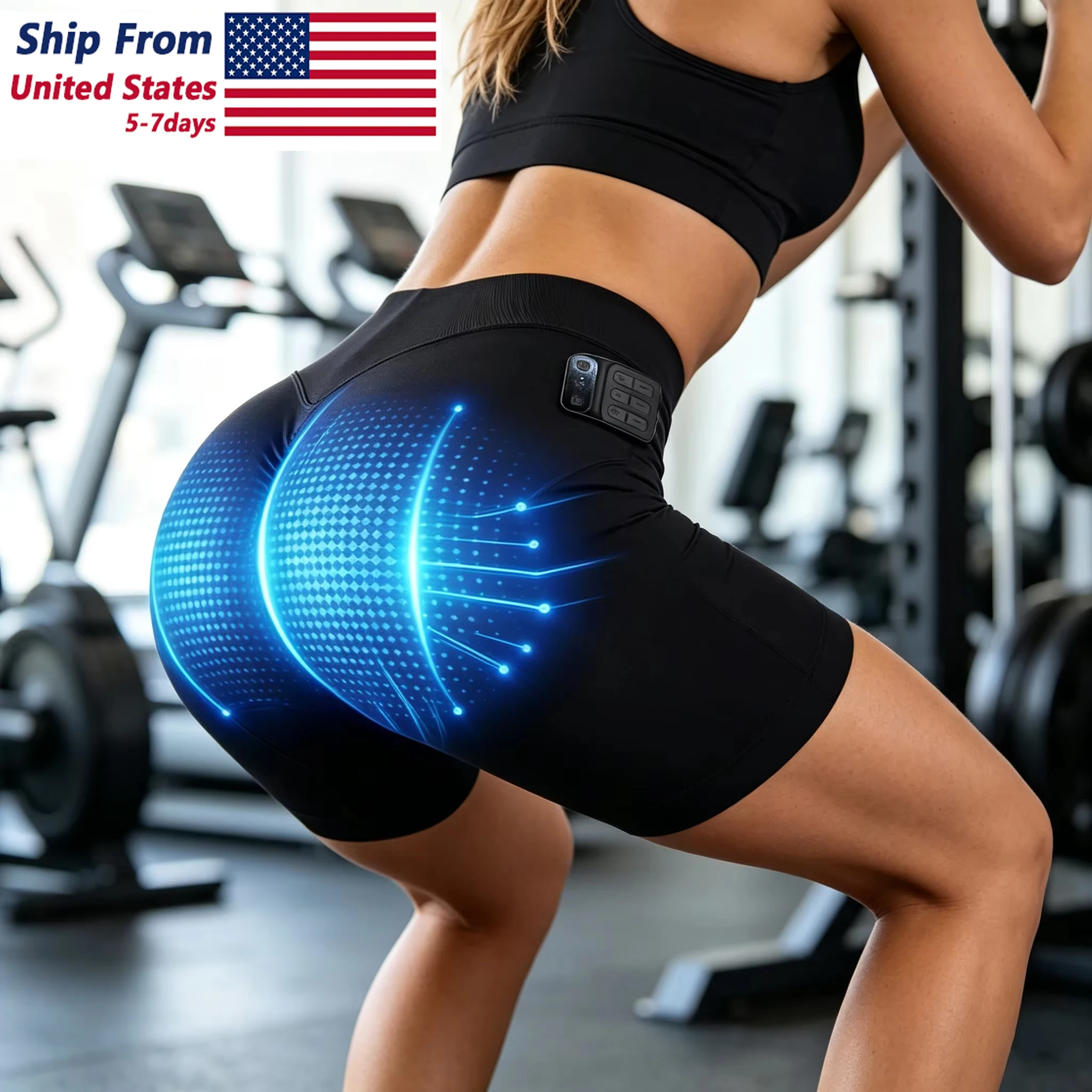 EMS Intelligent Yoga Power Pants  Micro Current Pulse Massager Muscle Stimulation Slimming Shaping Independent Control Shorts