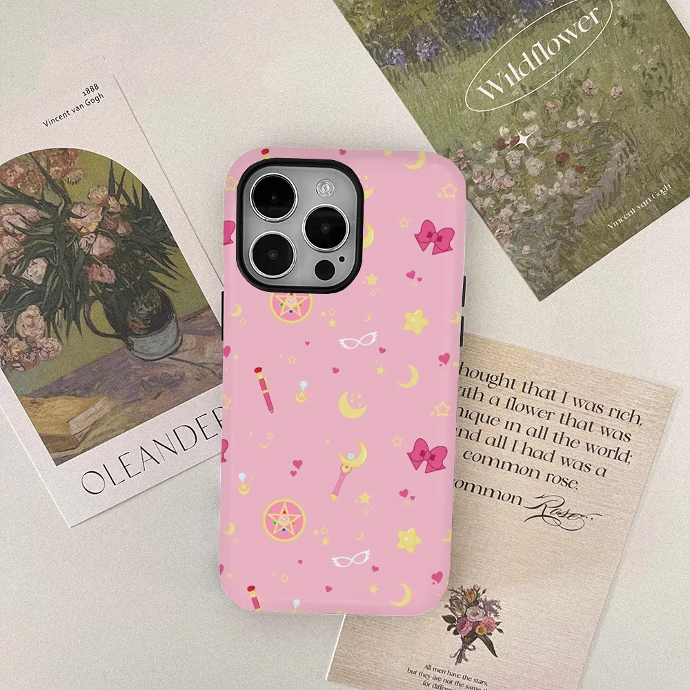 Magical Girl Pattern Phone Case Film Shell For IPhone 16 15 14 13 12 11 Pro Max Plus