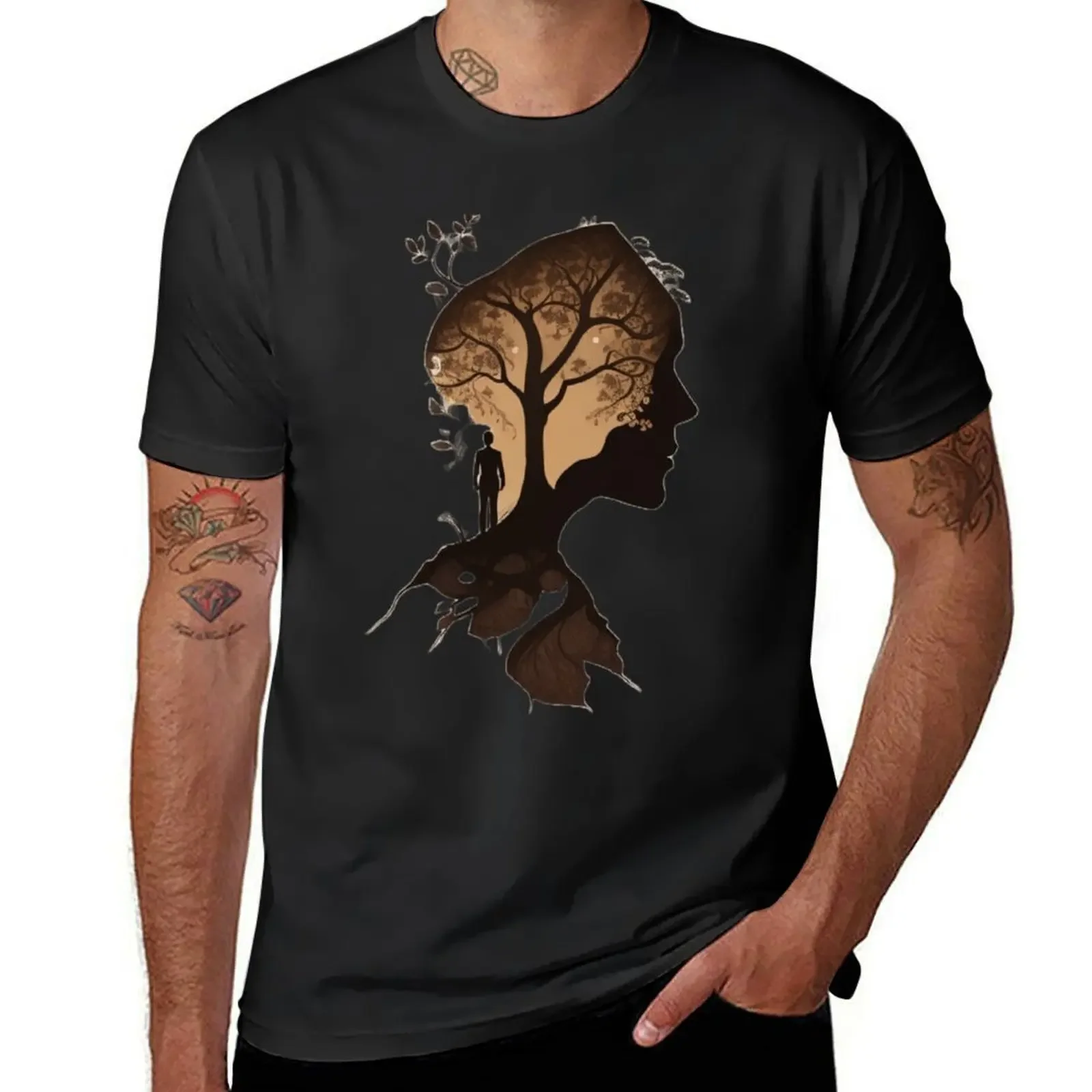 The shadow of a man in the form of a tree T-Shirt Blouse cute tops plain t shirts men