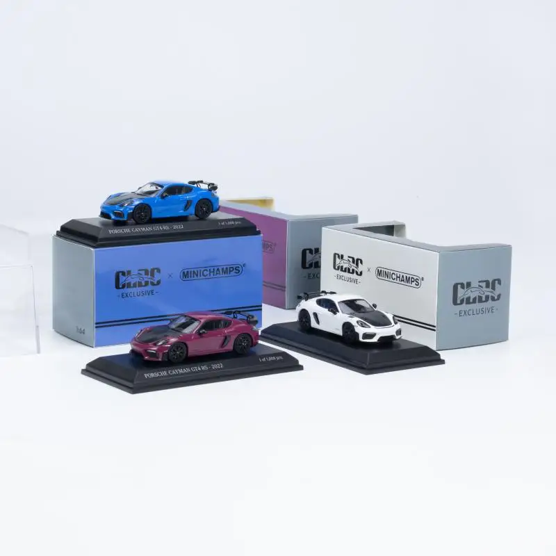 1:64 Porsche Cayman 718 GT4RS Kaman 22 alloy model, children's collection of decorative toys, holiday gifts for children.