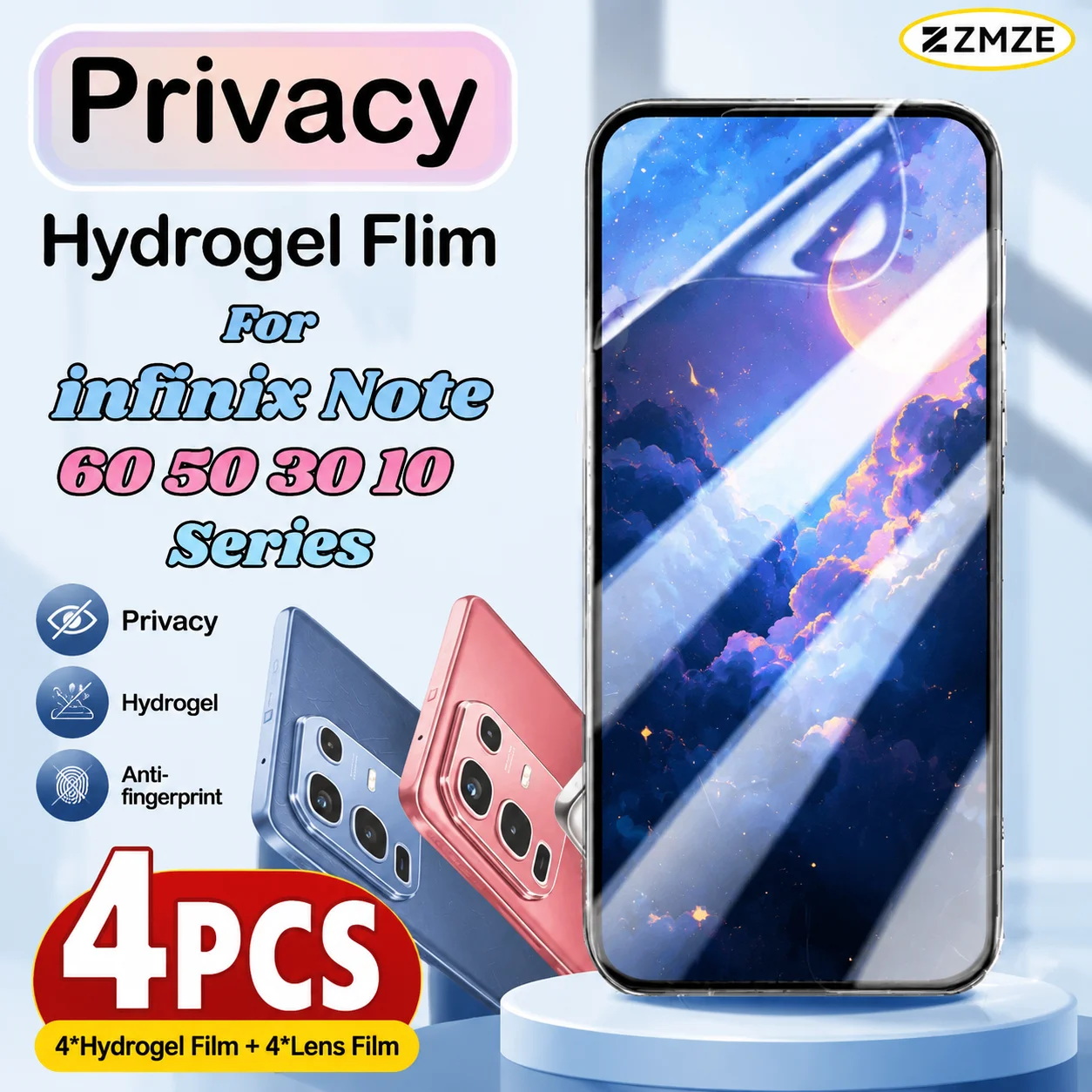 4er-Pack für Infinix Note 60 50 40 30 10 Pro+ 60 Ultra 50S 50X 40S 40X 30 VIP 30i Privacy Soft Screen Protector TPU Hydrogel-Folien