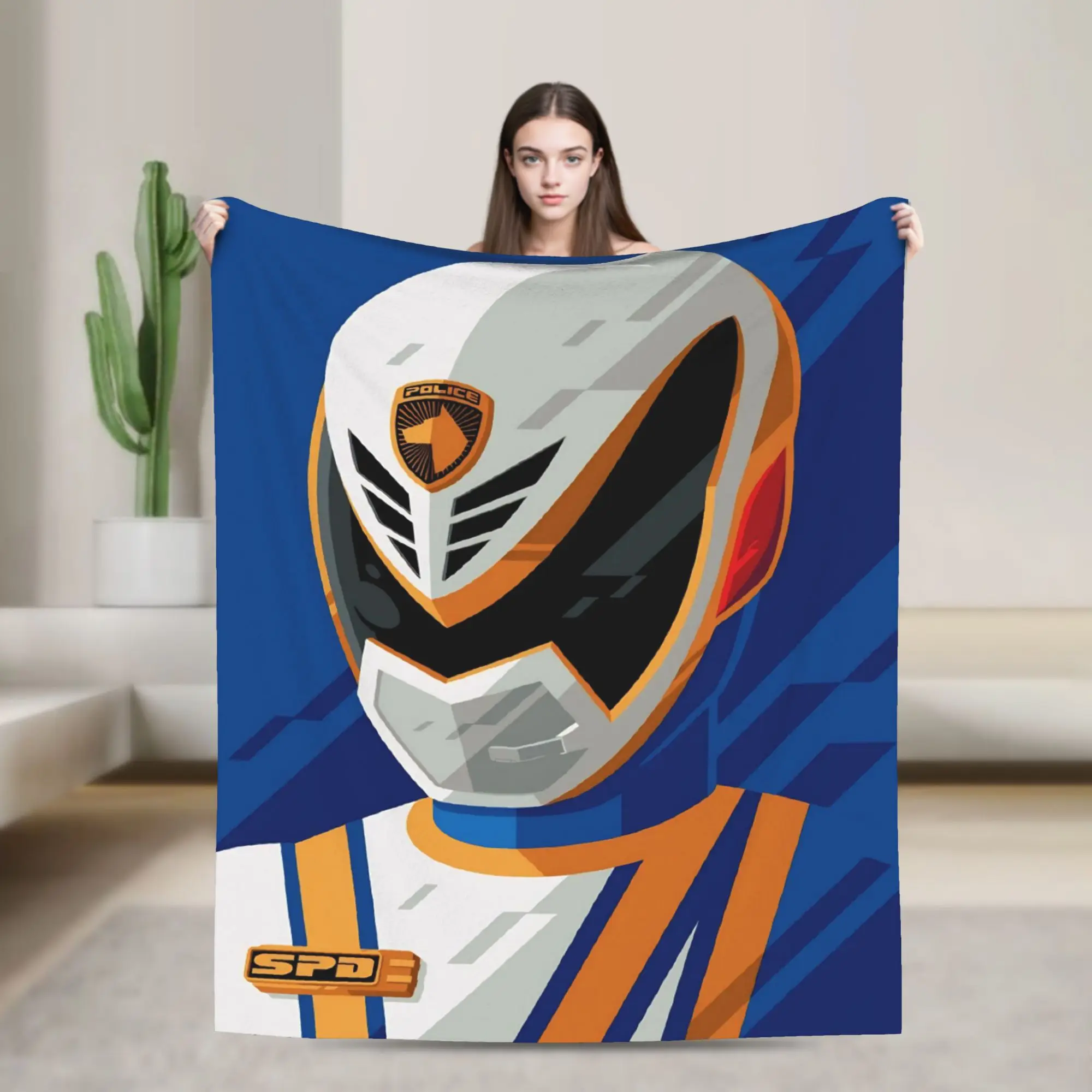 Blue Ranger Blanket Power R-Ranger Flannel Vintage Warm Throw Blanket for Bed Sofa All Season
