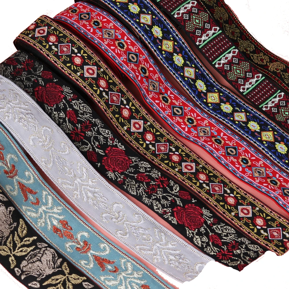 5 Yards/Los breit 2.5 ~ 3,5 cm 1 "Vintage Blume bestickte Gurtband Spitze Näh bänder Kleidung dekorative Riemen besatz