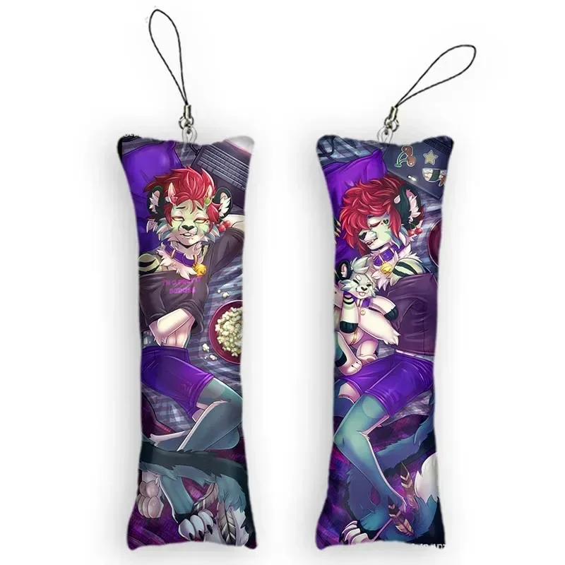 

New Pattern Hot Selling Item Furry Mini Dakimakura Keychain Anime 2 Side Print Small Pillow Pendant Cute Otaku Keychain