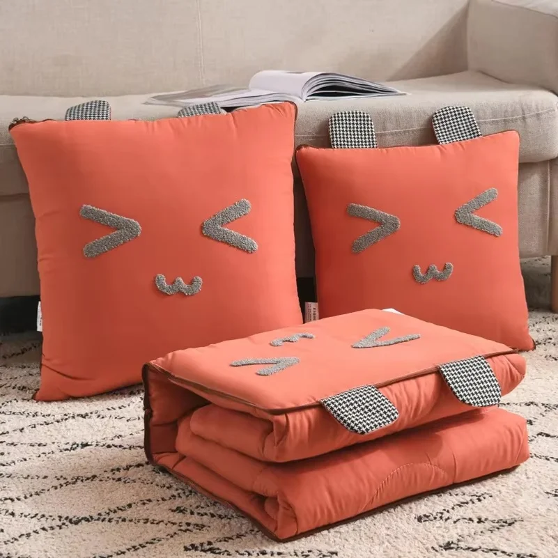 Car Cushion 2-in-1 Pillow Blanket Multi-Functional Sanding Cartoon Pillow Quilt Pillow Blanket