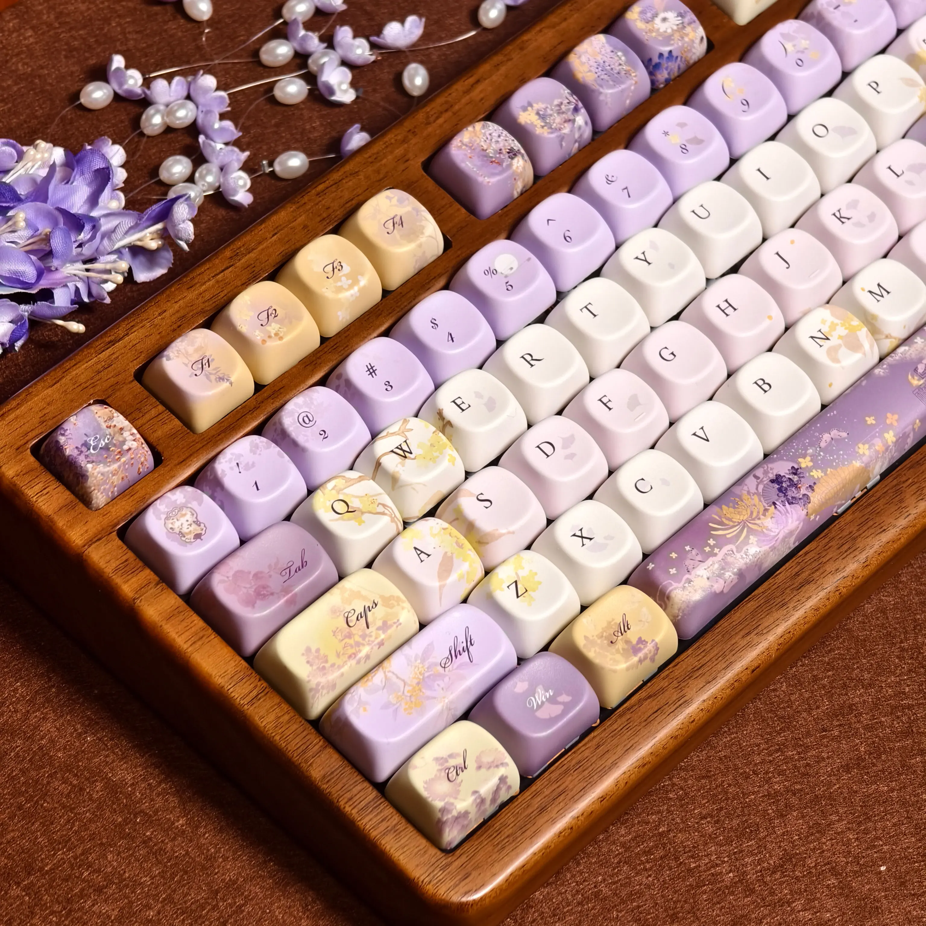 Moa Keycaps Guimanlong Cherry For Mechanical Keyboard Purple-Yellow Gradient Pbt Rounded Keycap