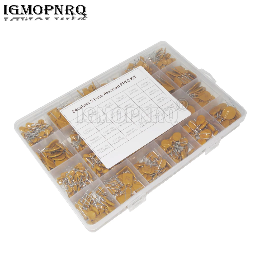 

24 value Self-Recovery Fuse Assorted PPTC KIT BOX 0.2A 0.25A 0.3A 0.4A 0.5A 0.75A 0.9A 1.1A 1.35A 1.85A 2.5A 3A 5A 7A 610PCS/Set