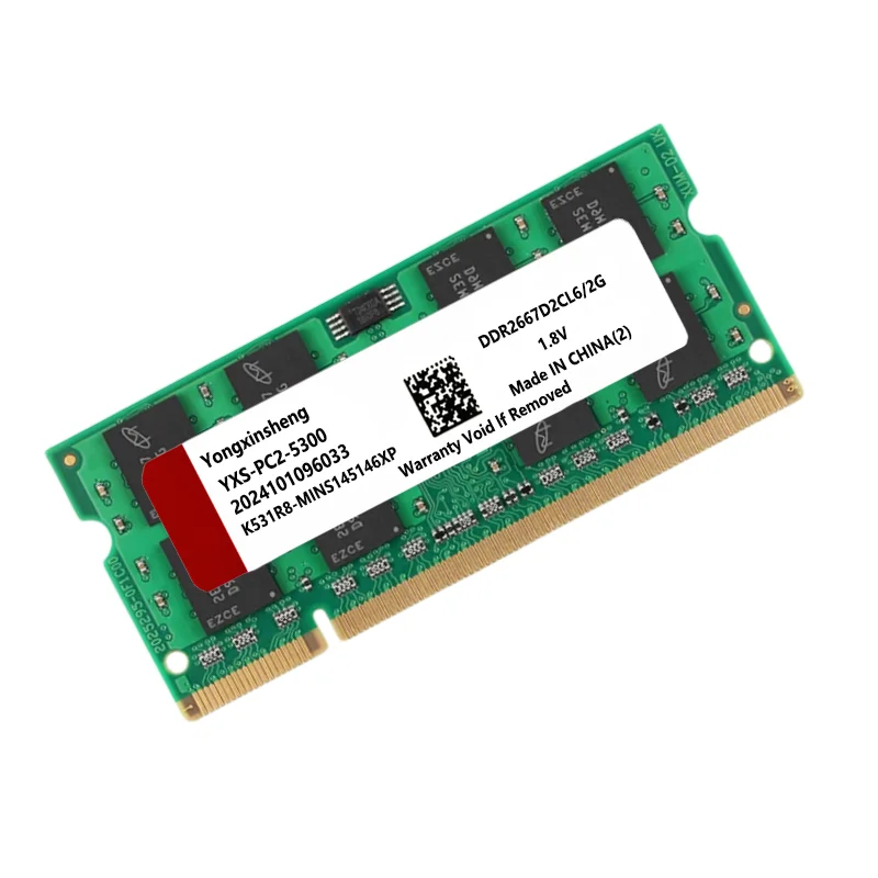 Yongxinsheng 10x2gb PC2-5300S PC2-6400S ddr2 667mhz 800mhz 200pin 1.8v SO-DIMM usado ram memória do portátil chips aleatórios atacado