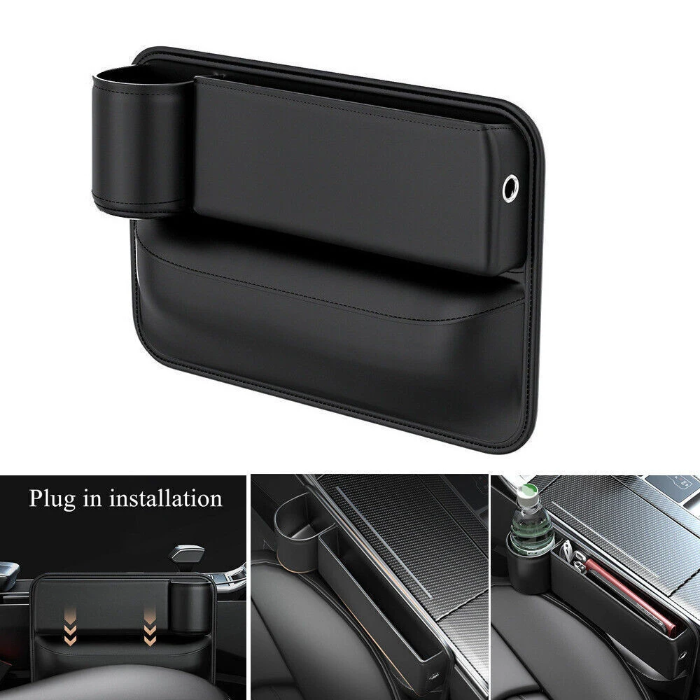 

1 Pc Car Console Side Seat Filler Organizer Seat Storage Box + Leak-Proof Plug Waterproof Anti-Scratch 30cmx20x9cm For Most Car