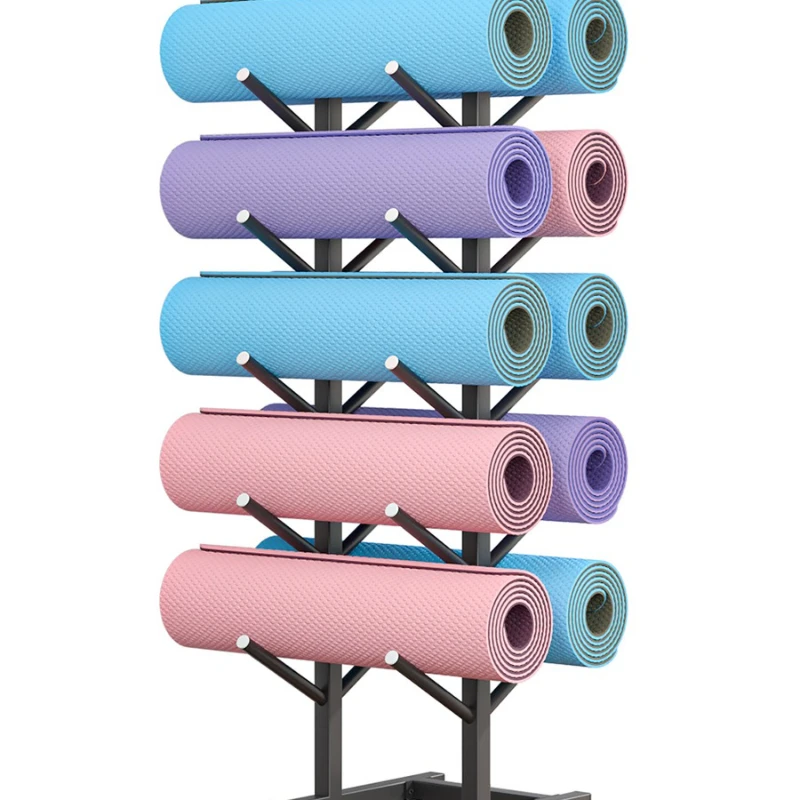 

Yoga mat storage rack with wheels removable mace rack yoga studio gym foam shaft multi-layer display rack