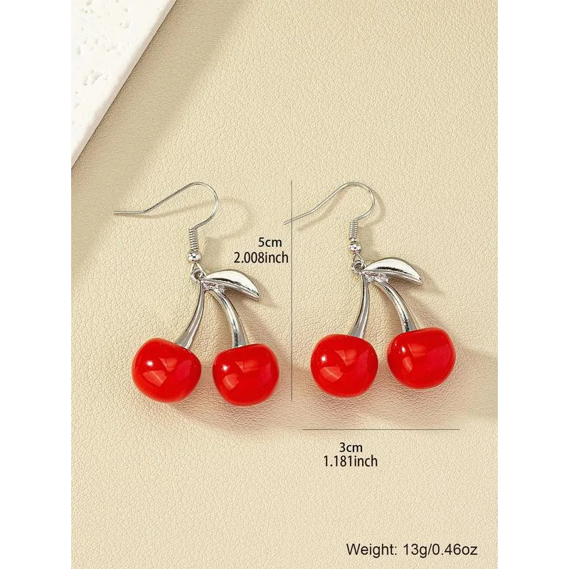 1 Pair Cherry Design Drop Earrings, Fashionable Vintage Earrings Jewelry for Women, Daily Use