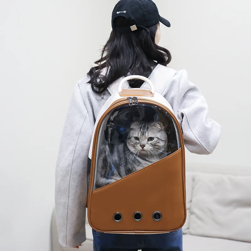 

Huan Pet's Simple Versatile Cat Bag, Load Reduction, Portable and Outgoing, Pet Carrier, PU, New