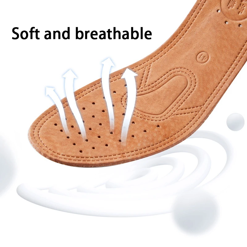 New Breathable Comfort Insoles Men's Leather Insoles Leather Shoes Anti-Odor Shoe Pads 2Pcs/4Pcs