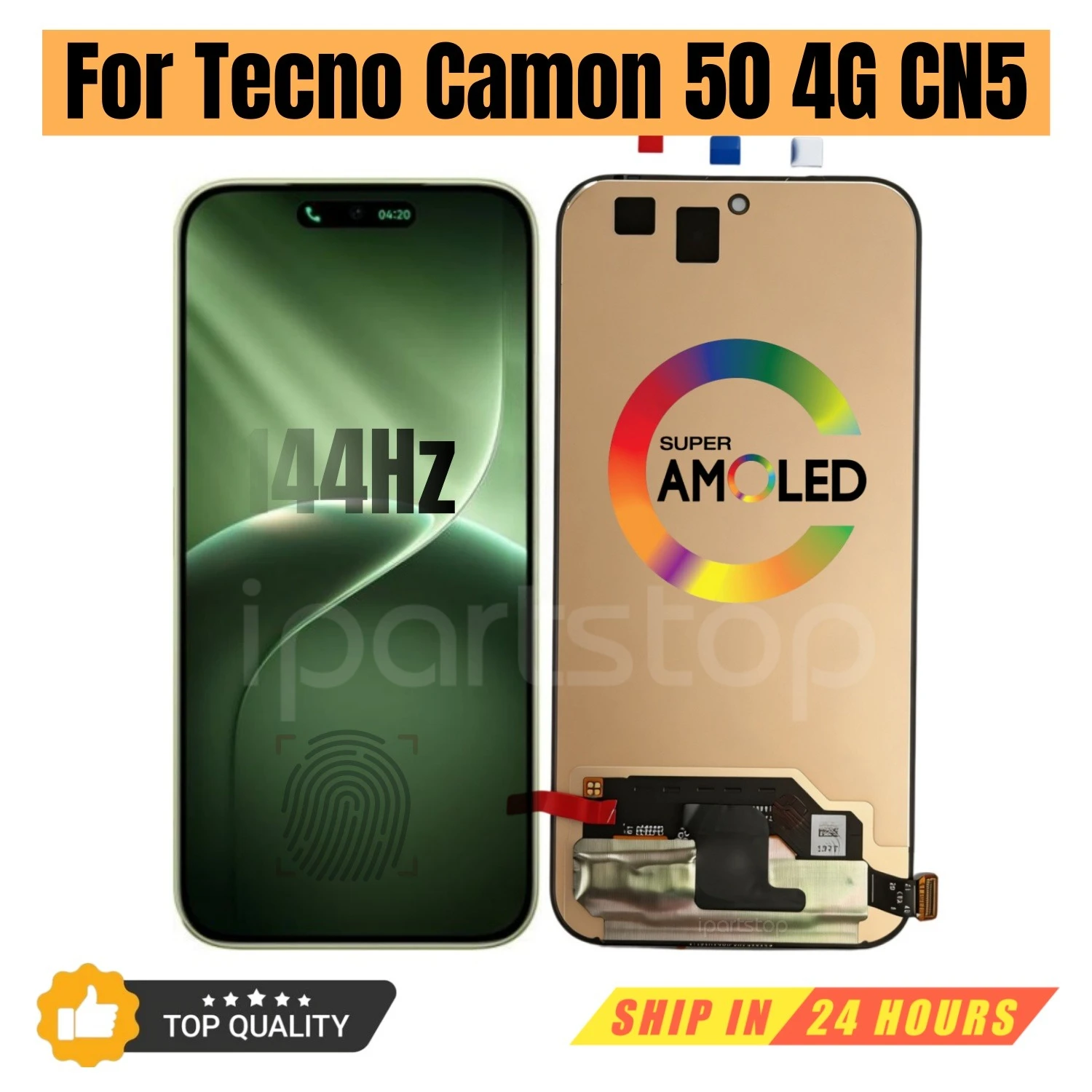 

iParts Replacement New Display for Tecno Camon 50 4G CN5 144Hz AMOLED Touch Screen Digitizer Assembly OEM all Functions
