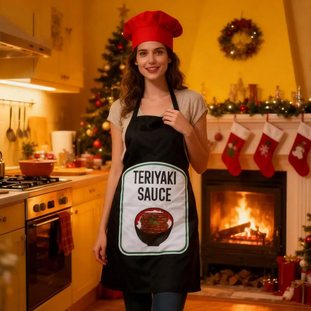 Adjustable Strap Apron Adjustable Kitchen Apron with Hat Breathable Chef Cooking Apron for Bbq Halloween Christmas Cosplay