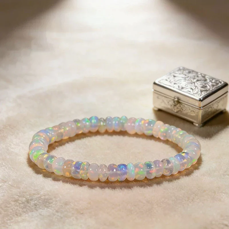 Opal Bracelet For Women Stretchable Elastic Rope Healing Crystal Jewelry Helps Maintain Emotional Balance Natural