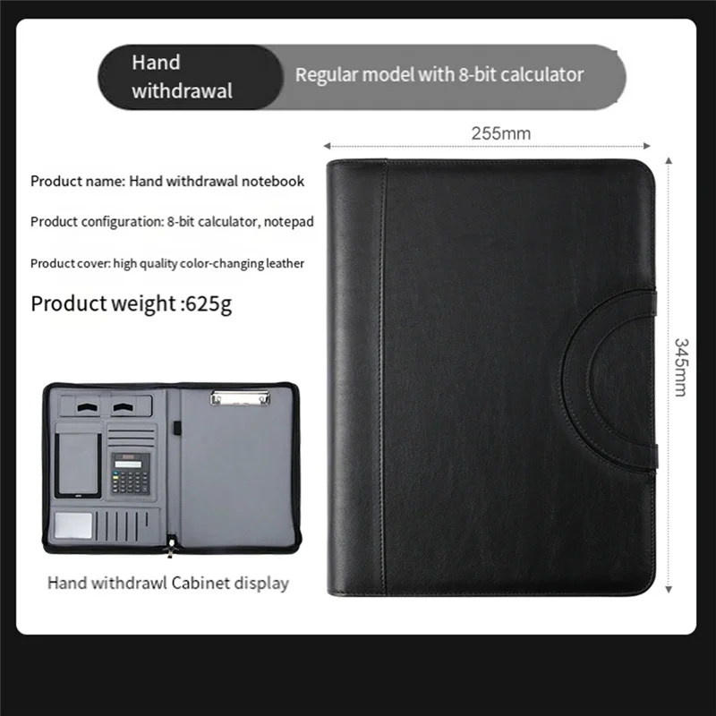 J1UL1N Draagbare zakelijke Padfolio Portfolio Case Contractbestandsmap A4 Conferentiemap PU lederen portfoliomap