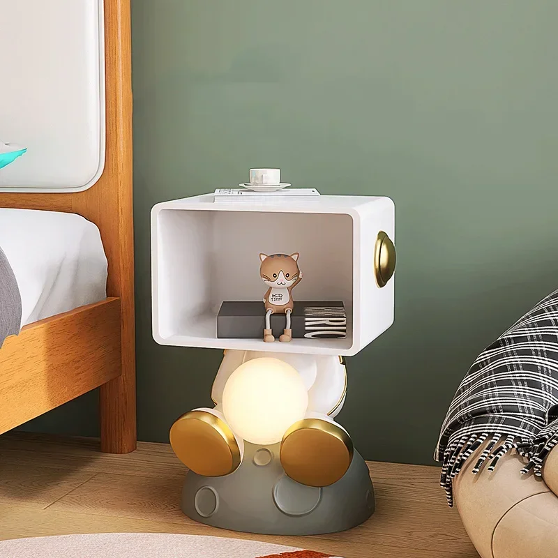 Nordic Modern Bedside Table Led Night Light Bedroom White Storage Nightstands White Minimalist Armarios De Dormitorio Furniture image 6