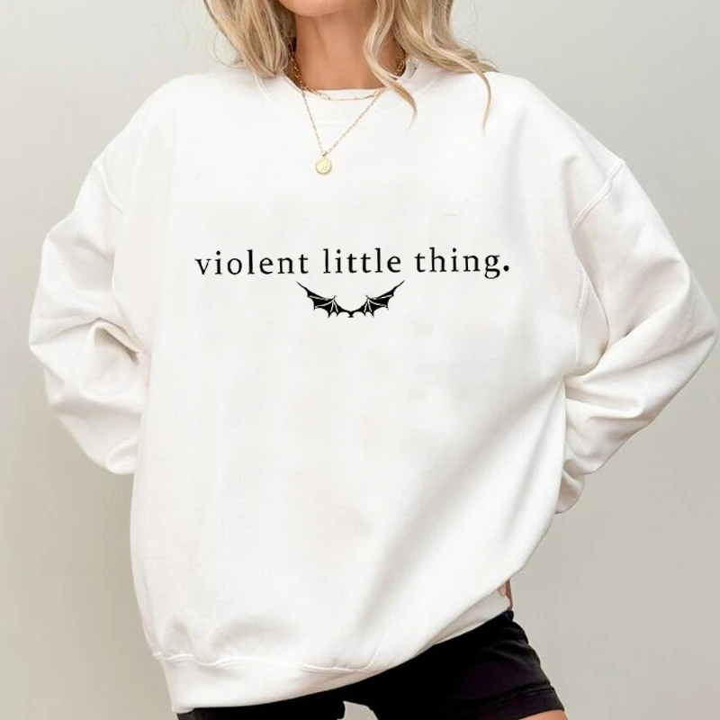 Violent Little Thing Sweatshirt Women Fourth Thing Book Quote Graphic Sweatshirts Basgiath War Collage Dark Academia Hoodie