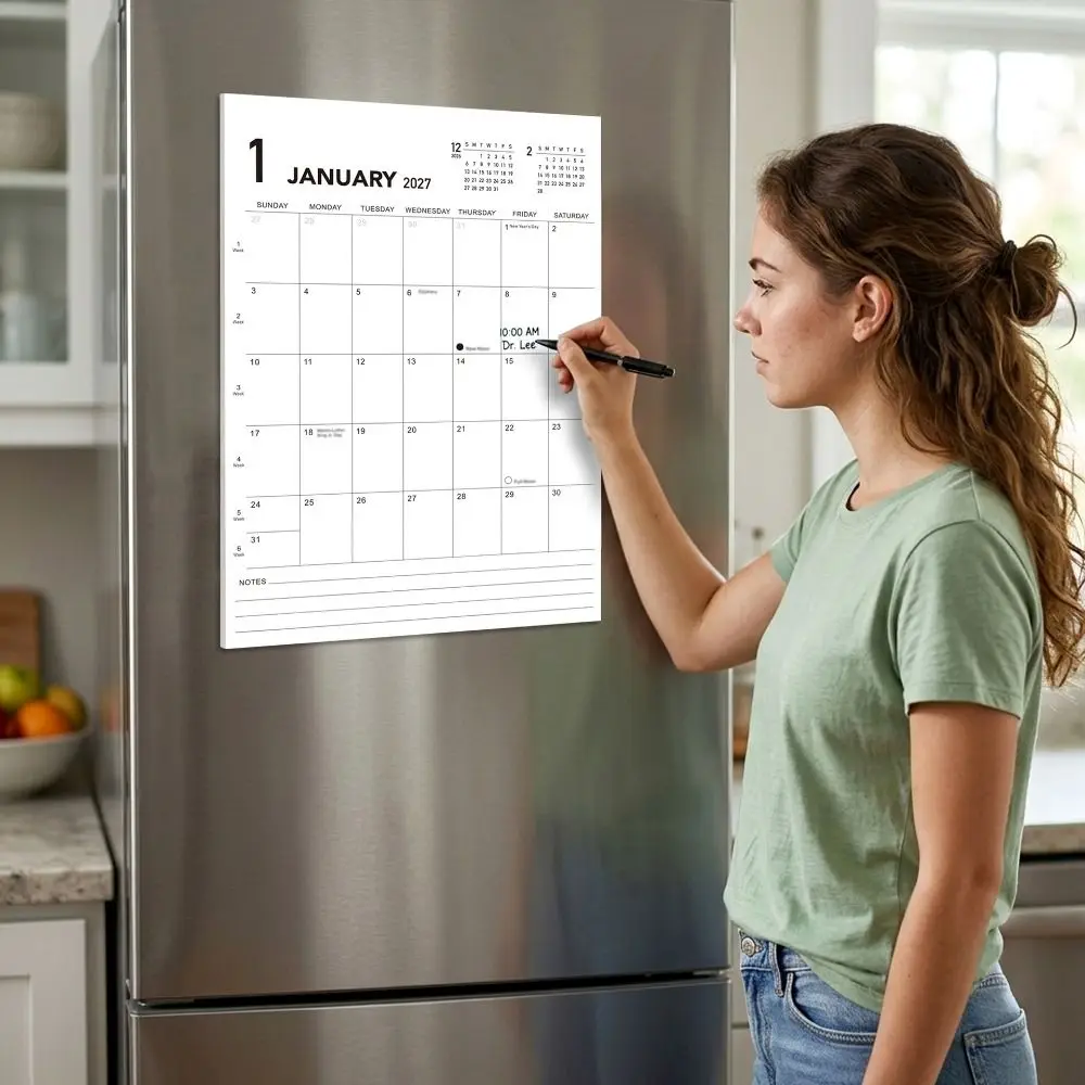 New July.2027- Jun. 2028 Magnetic Fridge Calendar Write-On 18-Month Monthly Wall Planner Minimalist Kitchen Wall Calendar Dorm