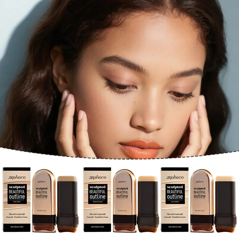 Double Ended Foundation Stick Moisturizing Light Transparent Long Lasting Non Smearing  Waterproof Matte With Brush Head Korean