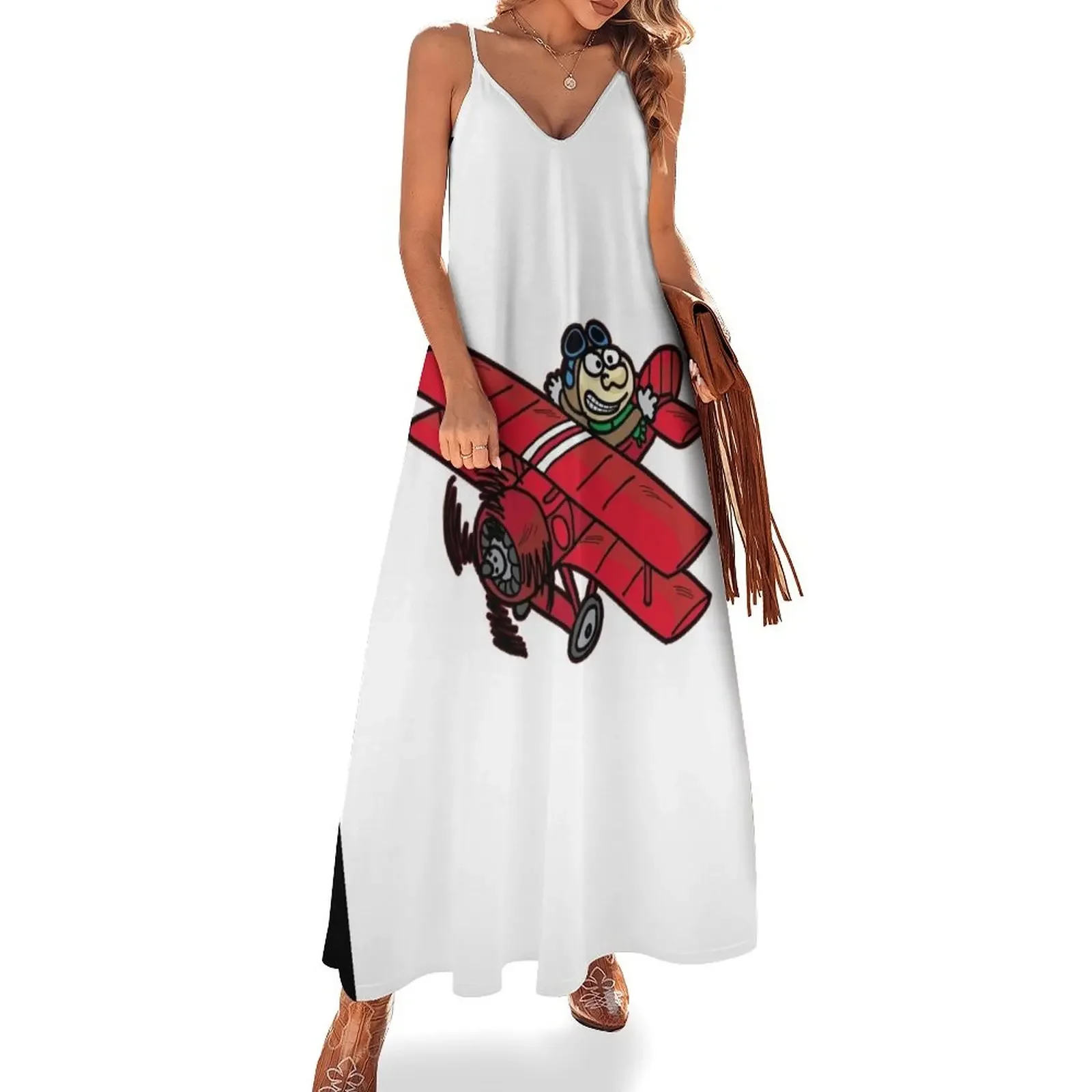 

RED BARON AIR PILOT biplane airplane cartoon Sleeveless Dress summer dress daily elegant dresses plus sizes Dress