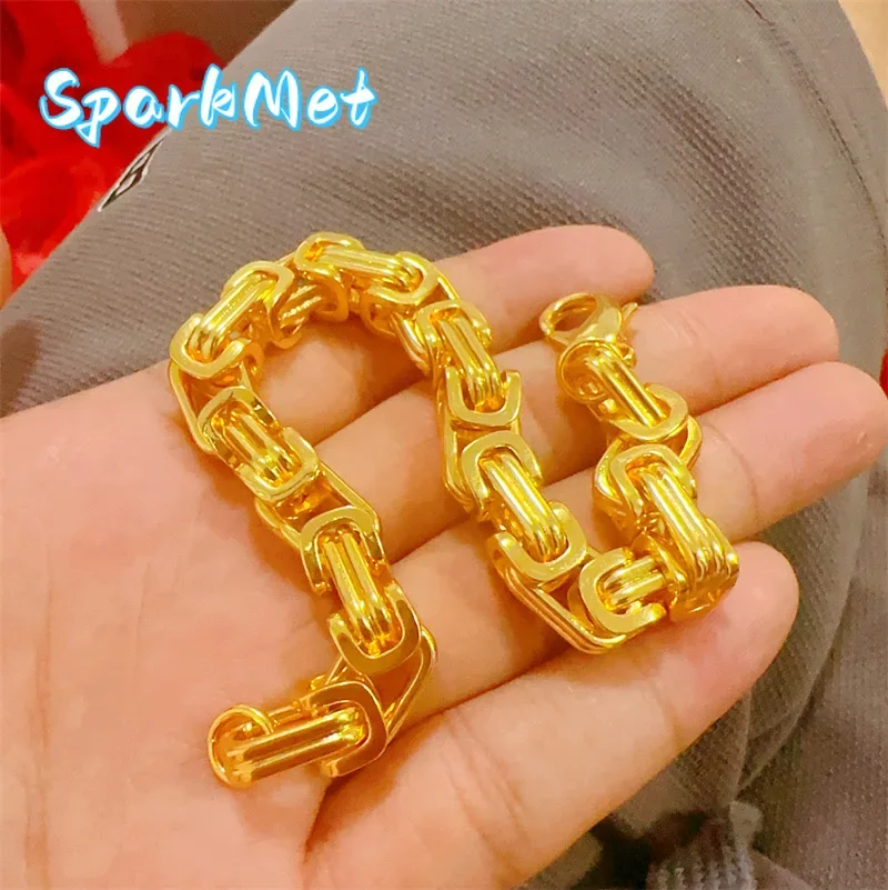 

Браслет Sparkmet из золота 9999 пробы (24K), цепочка для мужчин, золотая цепочка с застежкой, роскошный подарок для мужчин, отцов, сыновей