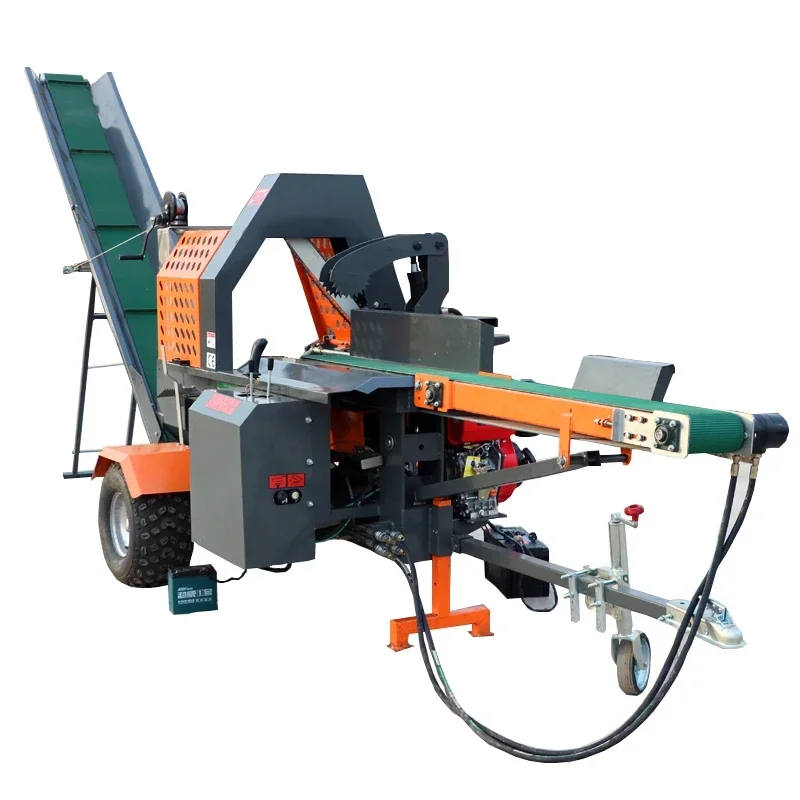 20T Cheap Firewood Cutting Machine Log Wood Processor Automatic Professional Saw   with Wide Conveyor