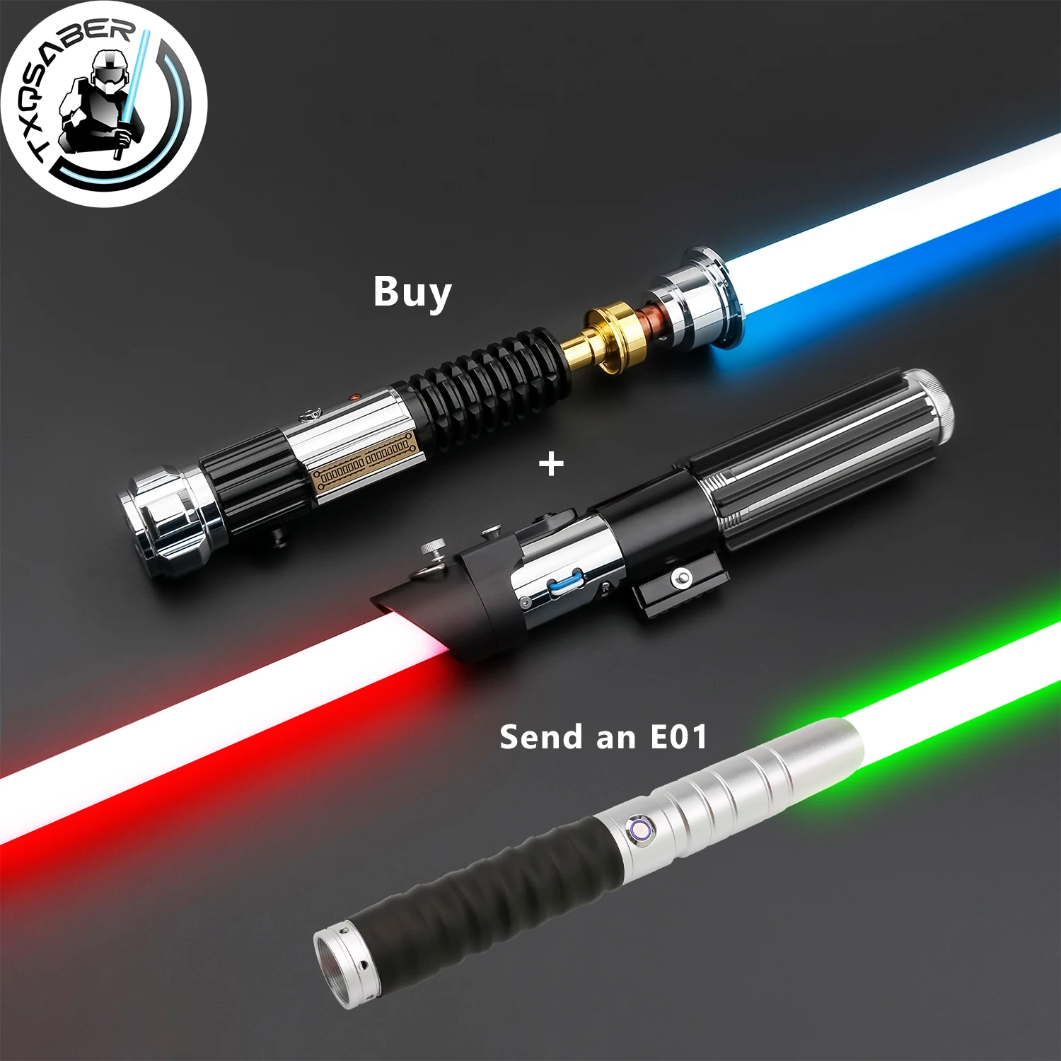 

TXQSABER Replica Lightsaber Obi-Wan EP3 and Vader EP5 Light Sword Pixel Metal Handle Smooth Swing Blaster Laser Sword Adult Toys