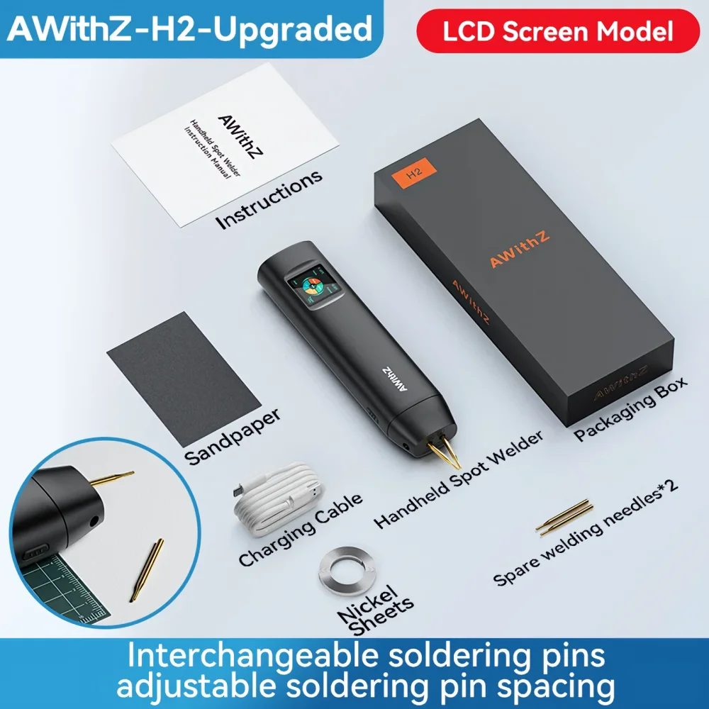 Soudure Points Batteries Lithium Soudeur Par Points Portable Pour Batteries 18650 - Écran LCD - 99 Niveaux - Mode Auto/Manuel - AWithZ Soudeur 18650 Portable