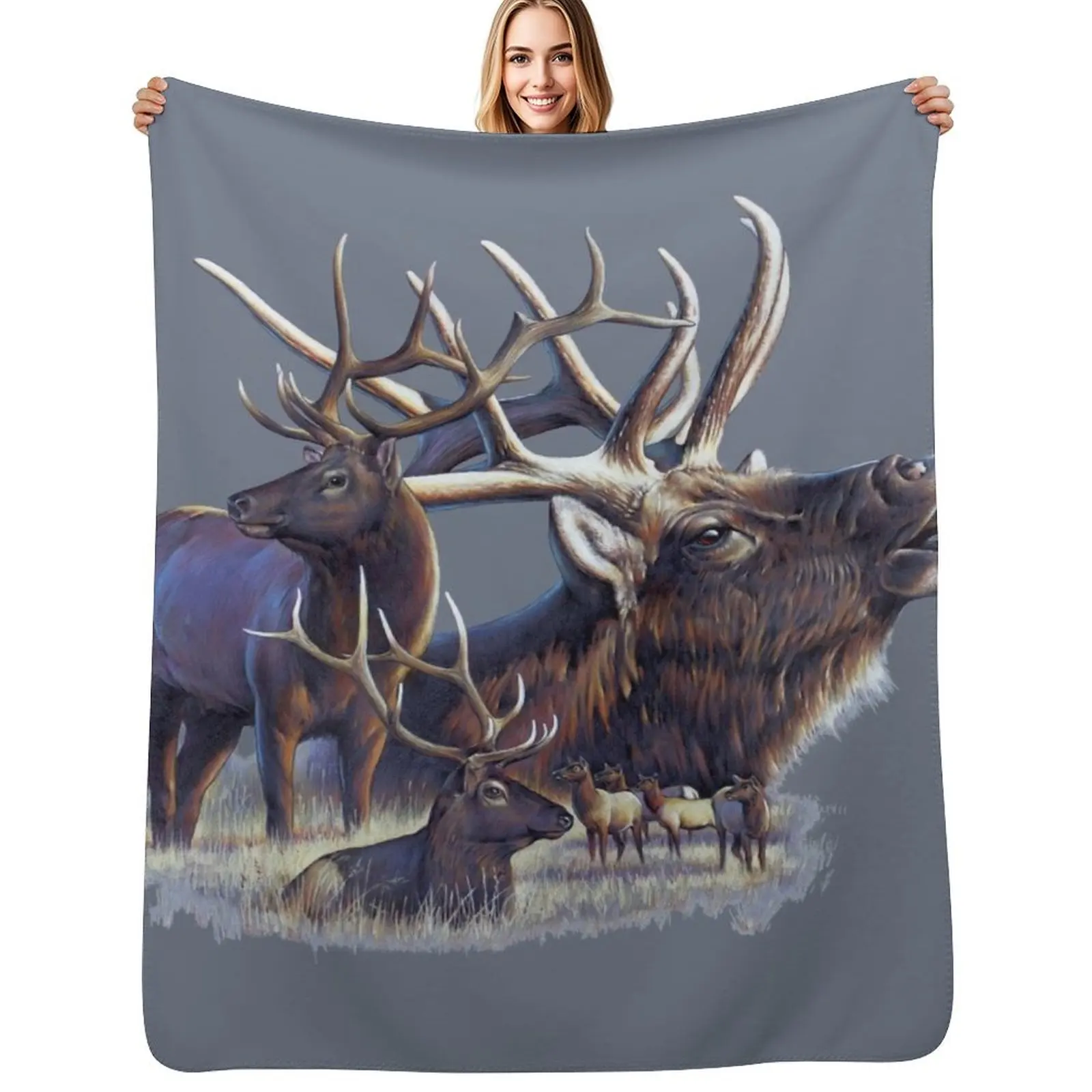 Elk Throw Blanket Wrinkle Resistant Lightweight Blanket