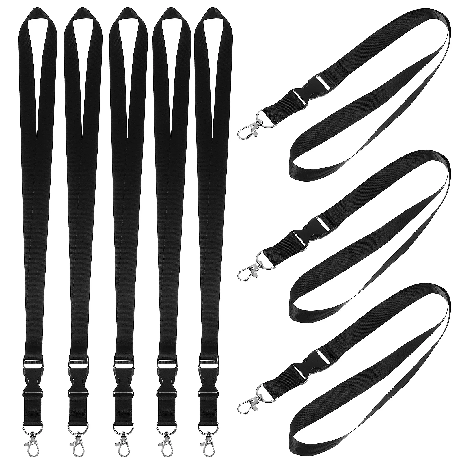 

10 Pcs Reel Id Holder Lanyard Badge Hem Nylon Neck Strap Black Card Holders for Badges Office