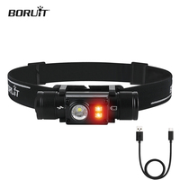 BORUiT LED Headlamp 7 Light Modes Powerful Headlight 18650 Type-C Rechargeable Head Torch IPX6 Waterproof Fishing Work Lamp