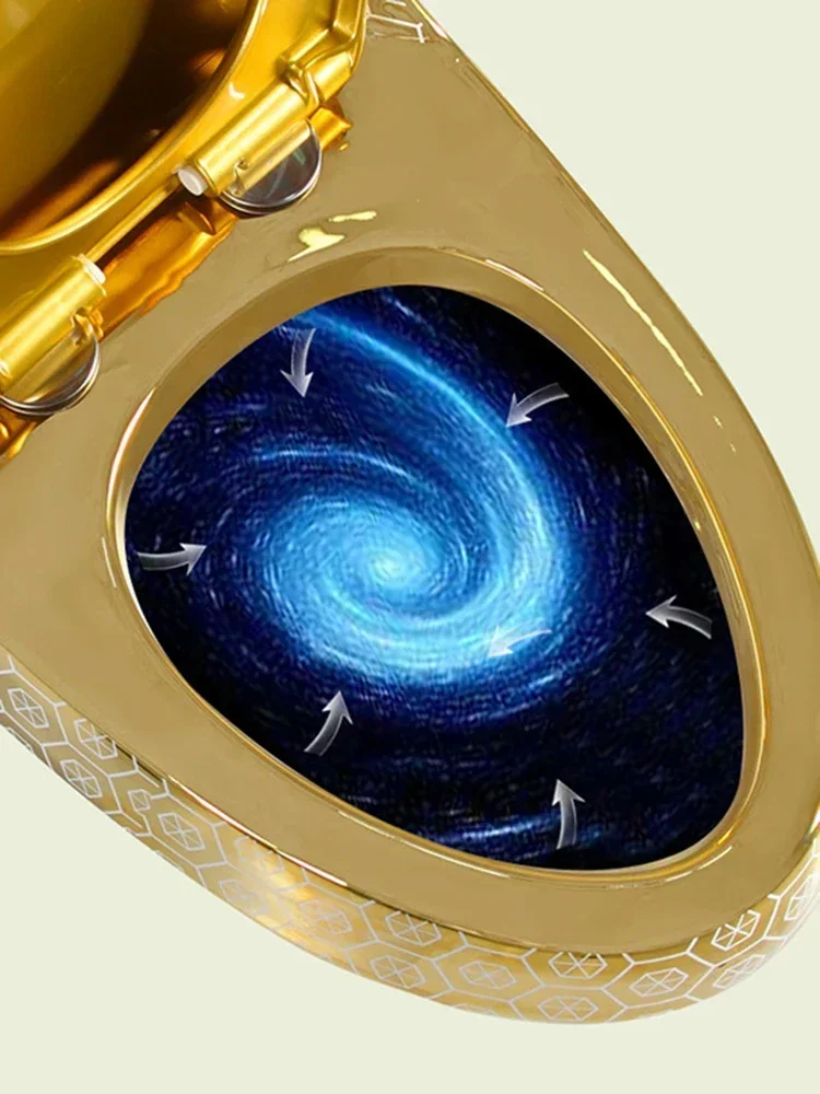 

Bath European-style new gold toilet creative personality luxury bathroom hotel color gold toilet Hot sales