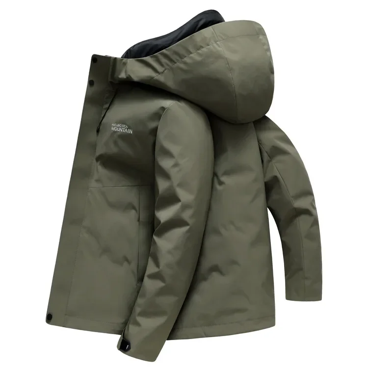 2026 New Fashionable Men's Down Jacket with Hood Regular Fit White Duck Down Thickened Cotton Liner Long Sleeve Urban Style