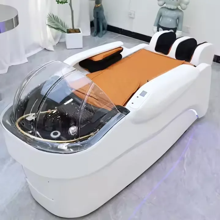 Factory Luxury Salon Shampoo Bed with Steamer 4D Kneading Shampoo Basin Adjustable Hair Washing Relaxation Lying Massage Chair B