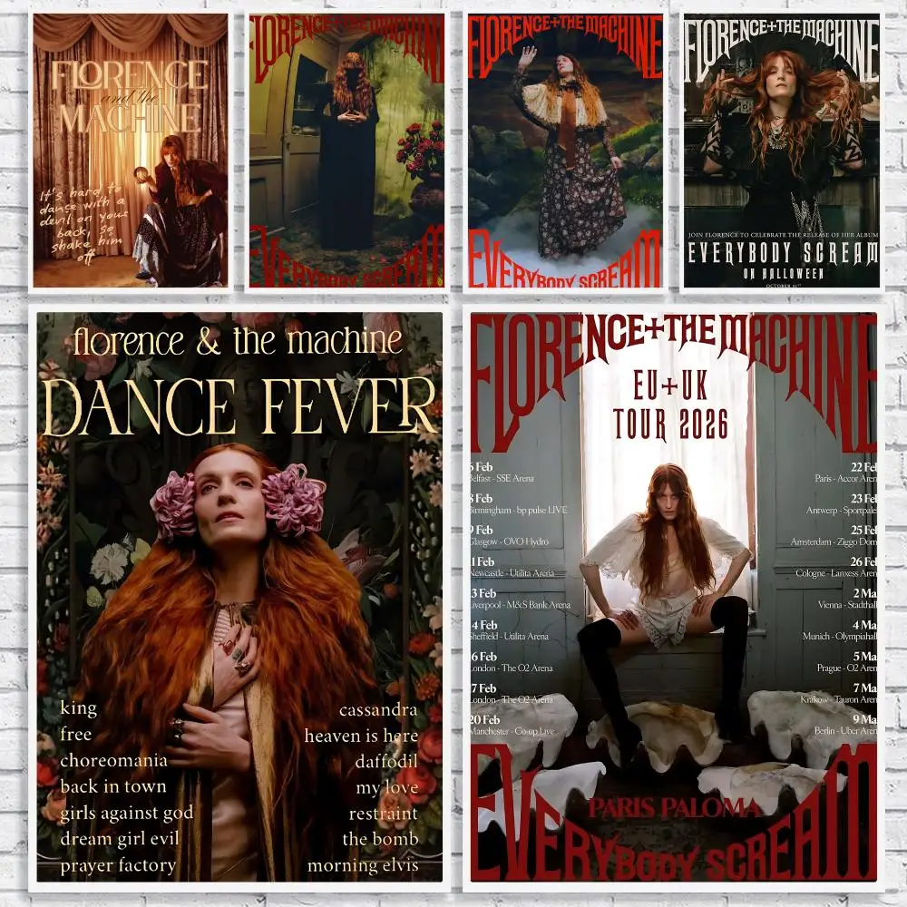Rock Band F-florence and the machine Poster Versatile HD Waterproof Wall Art Self-Adhesive Decor for Any Space Ideal Gift