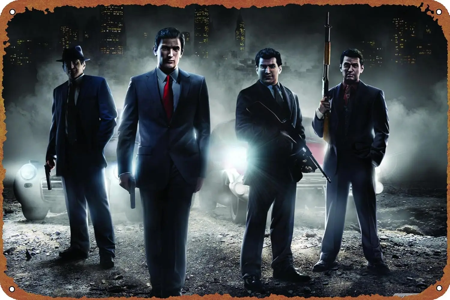 Mafia 2 Metal Tin Sign Garage Sign Wall Decoration Old Car Shop Game Poster Oil Station Sign 8 × 12 inches 1pc
