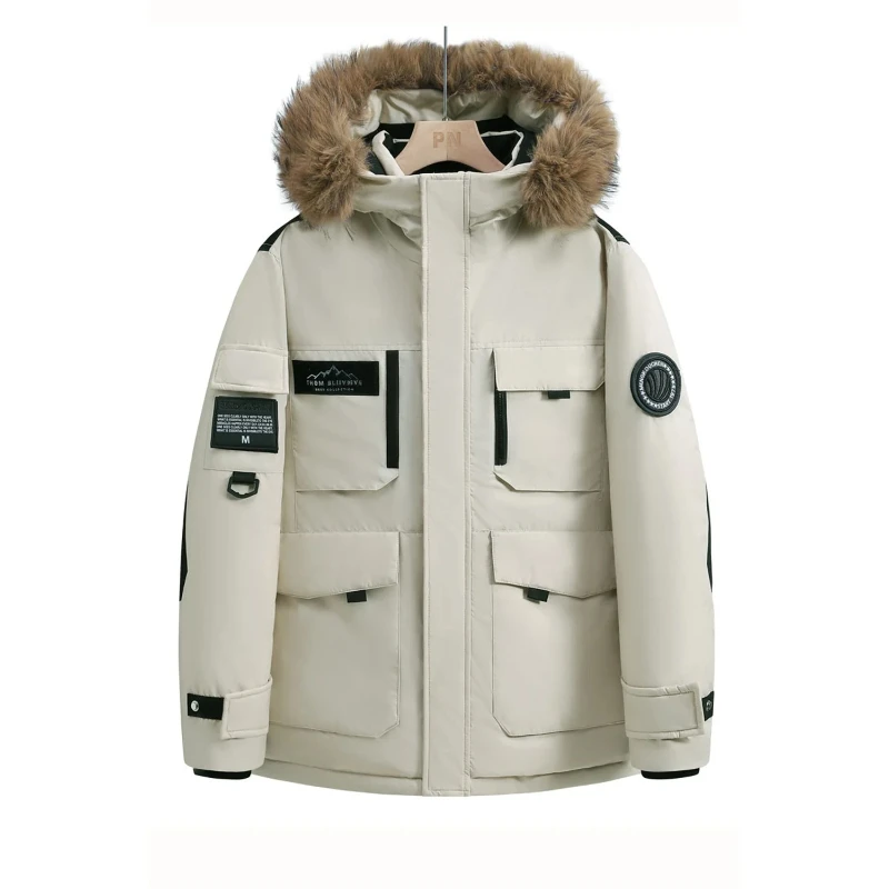 New Winter Down Jackets for Men Hoods and Fur Collars New High-quality Waterproof Windproof Down Coat for Men Women Warm Parkas