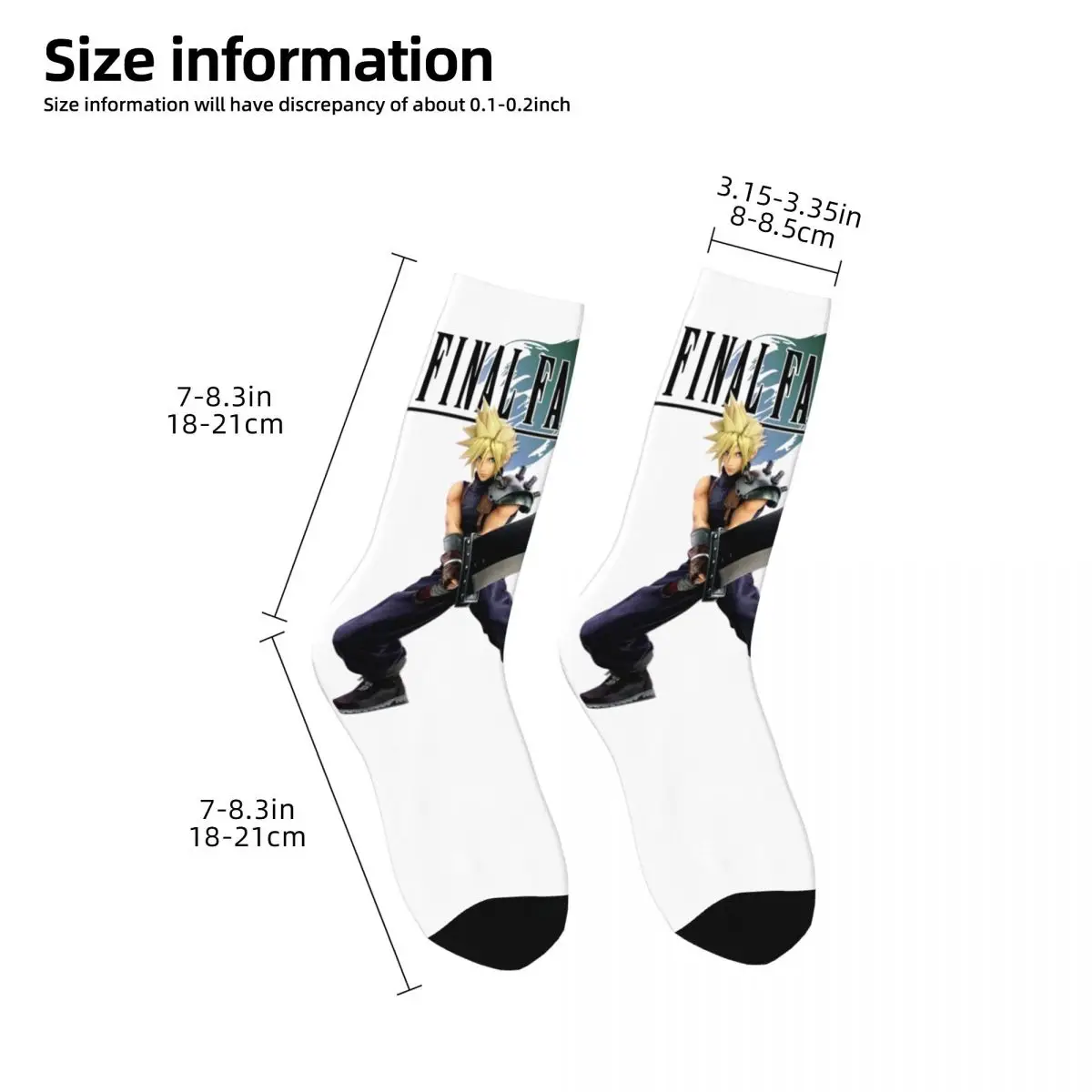 Casual Cloud Strife Final Fantasy VII Design Sports Socks Accessories All Season FF7 Games Comfortable Long Socks Non-slip